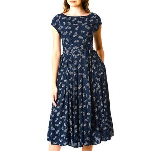 Bicycle Dress Anthropologie Style Dress Size Large Navy Blue Dress Fit and Flare